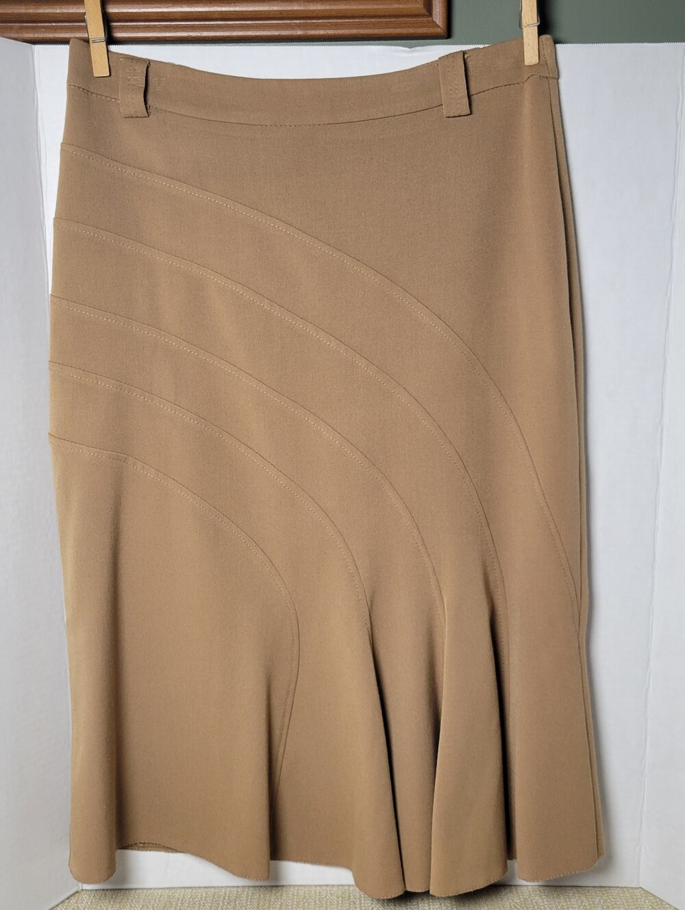 Y2K Jus D'Orange Flared Flounce Hem Tan Skirt - Made in France